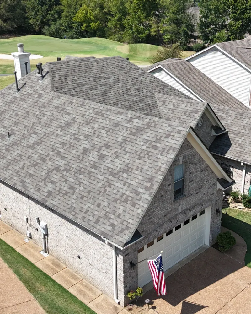 Left side looking down at the roofing installation in Oakland, TN.