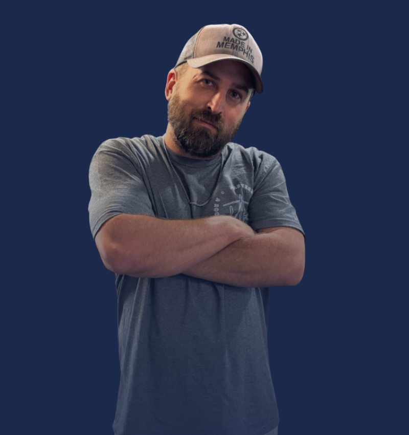 Chris Williams in the Masters Roofing showroom.