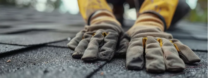 Workers hands inspecting roof.