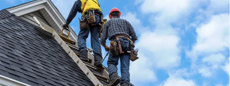 Workers on roof working on residnetial siding.
