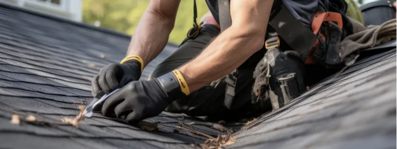 Worker removing old shingles for replacement.
