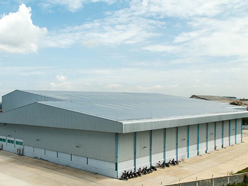 Commercial buildign showing a high quality metal roof.